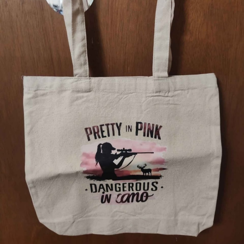 NWOT. Pretty in Pink Canvas Tote Bag